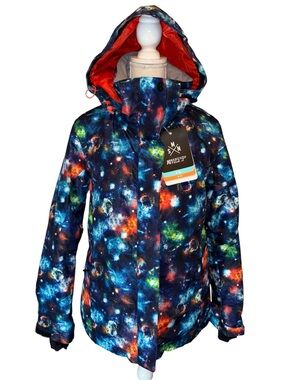 Smaining SMN galaxy star women’s hooded waterproof winter ski coat